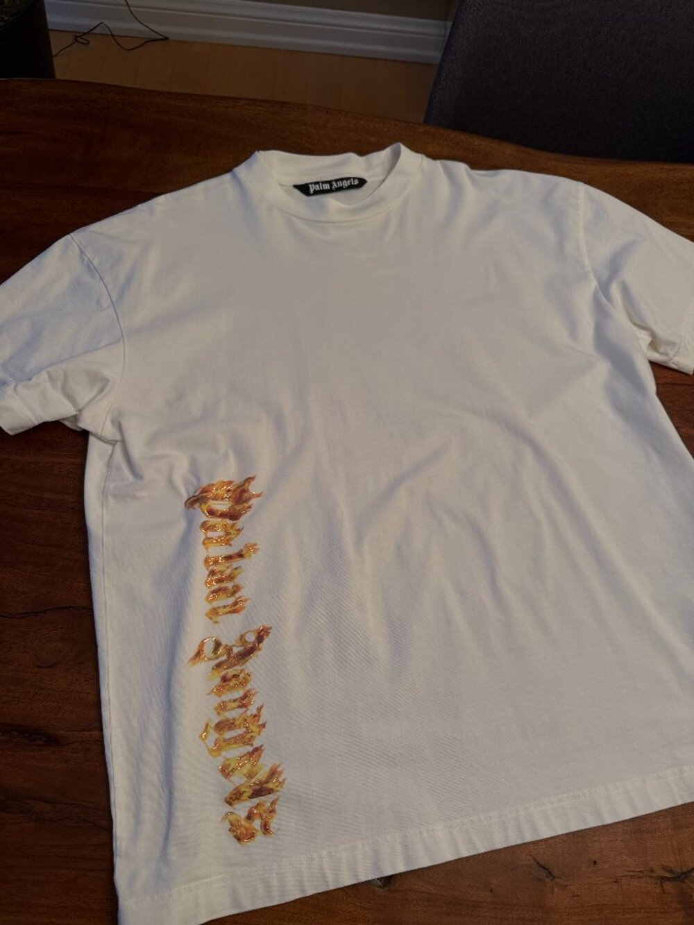 Palm Angels - off white T-shirt with Raised logo on front and back.   XXL